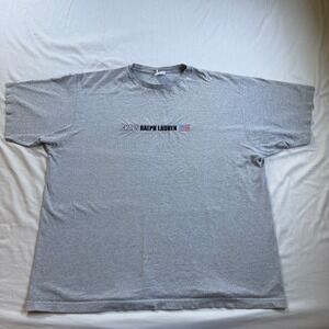 Vintage Chaps Ralph Lauren T Shirt Mens XXL Gray Embroidered American Flag Logo